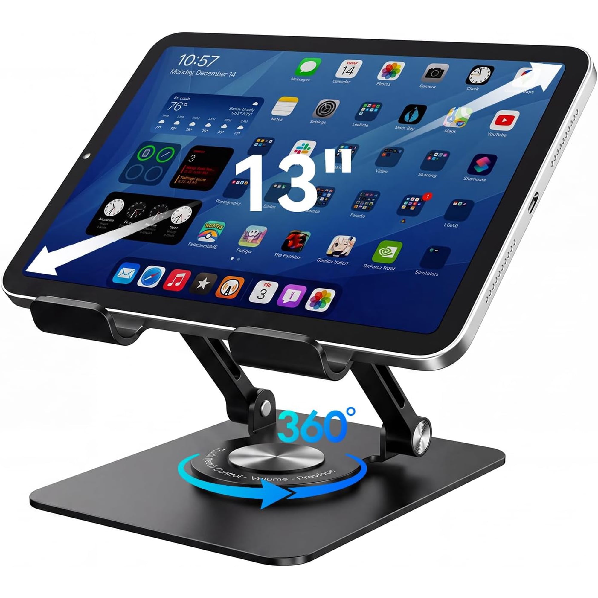 Tablet Stand for Desk, 360° Rotating Adjustable Tablet Holder for 4-13" Tablet Foldable Office Desk Accessories