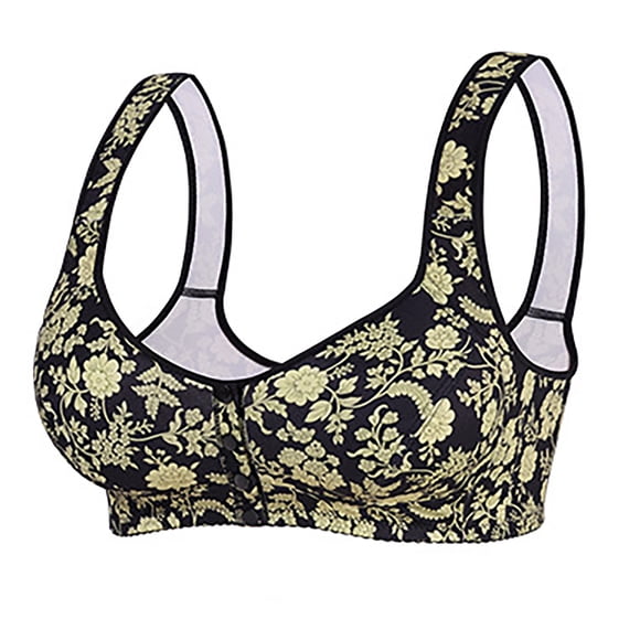 Clearance! Manxivoo Women Bra Women's Flower Print Plus Size Without Ring Vest Style Front Button Underwear Bra