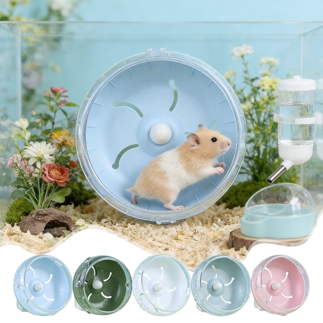 Yhmxh Rueda de ejercicio silenciosa para hámster, accesorios para jaulas de hámster, rueda giratoria silenciosa de 6,7 pulgadas para mascotas pequeñas como jerbos, erizos enanos, ratas y ratones.