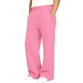 thumbnail image 4 of Tdoqot Girls Fleece Sweatpants with Pockets- Baggy Elastic Waist Casual High Rise Wide Leg Joggers Pink Size 6-14, 4 of 8