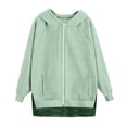 thumbnail image 2 of Gkeoshab Christmas Sweatshirt Women's Solid Color Raglan Sleeve Zip-Up Hooded Sweatshirt with Side Pockets, Athletic Inspired Jacket for Modern Casual Style and On-the-Go Comfort Light Green M, 2 of 4