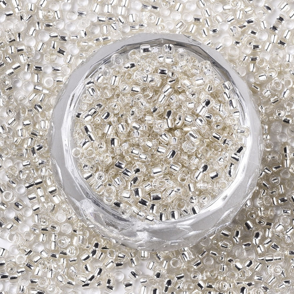 1bag Glass Seed Beads Fit for Machine Eembroidery Silver Lined Round Silver 2.5x1.5mm Hole: 1mm about 20000pcs/bag
