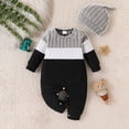 thumbnail image 2 of larppty Newborn Baby Boy Clothes Fall Winter Cute Infant Outfits Long Sleeve Romper Hat Bodysuit Jumpsuits, 2 of 7