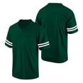 thumbnail image 5 of Bbyeadc Football Jerseys for Women Short Sleeve Cotton Striped Trim Jerseys V Neck Breathable Shirt Athletic Workout Tops,Green (XX-Large), 5 of 5