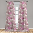 thumbnail image 4 of Ambesonne Floral Curtains, Peonies on Checkered Back, Pair of 28"x63", Soft Pink and Pale Grey, 4 of 5