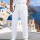 thumbnail image 1 of Ceisia Men's Linen-Like Casual Straight Pants Elastic Waist Drawstring Trousers With Decorative Chain Gifts, 1 of 9