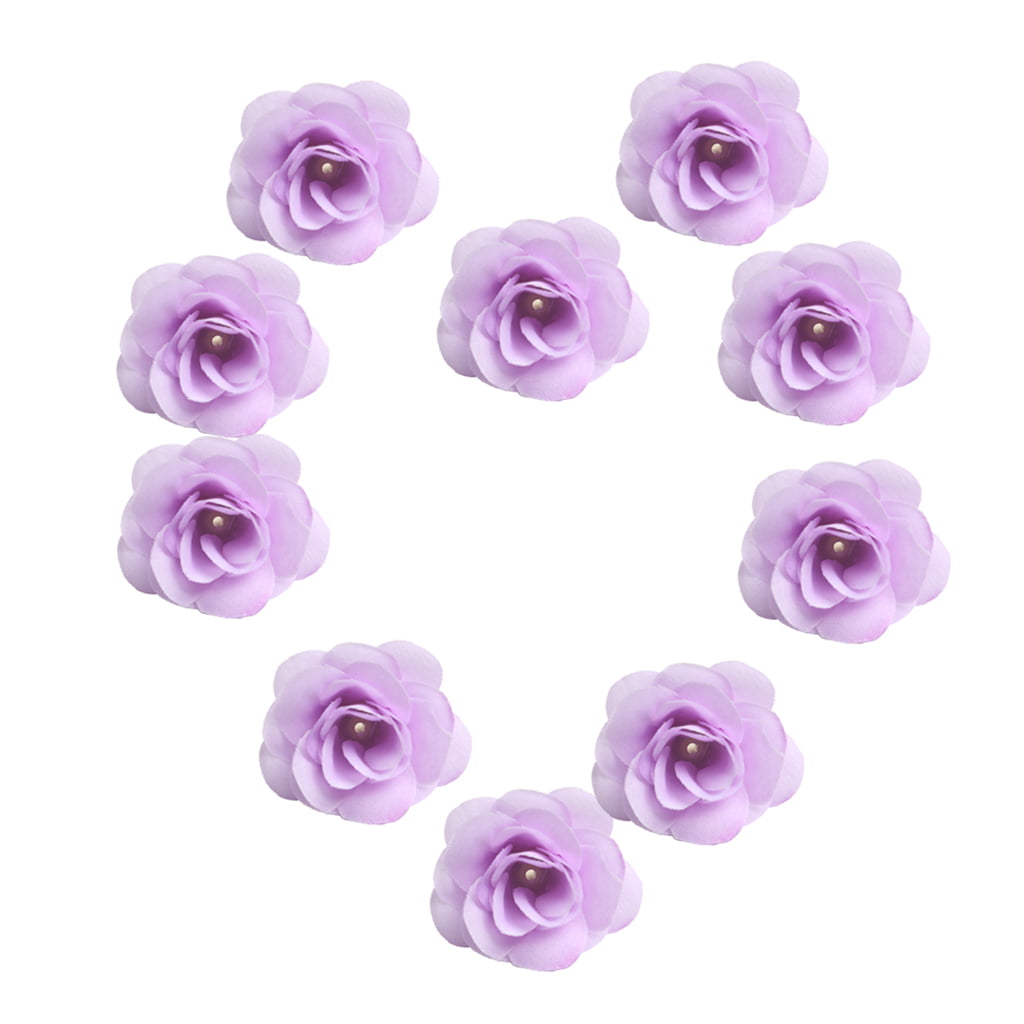 10x Mini Artificial Silk Rose Flower Heads Applique for Wedding Party Decor 4cm 