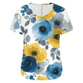 thumbnail image 6 of Women's Summer Top Casual Shirts V Neck Short Sleeve T-Shirts Fashion Floral Print Loose Blouses Pullover Spring Tunic Tops for Women, 6 of 6