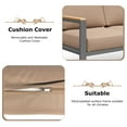 thumbnail image 5 of JXXM 5-Piece Metal Patio Furniture Set with Fire Pit Table & Cushions,Brown, 5 of 8