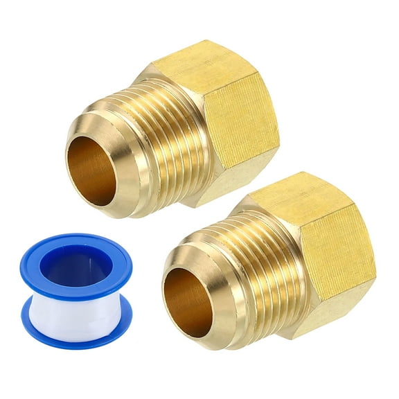 2Pack Brass Pipe Fitting, 5/8 SAE Male x 1/2 SAE Female Pipe Adapter