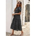 thumbnail image 2 of Maskion Women's Summer Casual Boho Dress Floral Print Ruffle Puff Sleeve High Waist Midi Beach Dresses,L Dot Black, 2 of 6