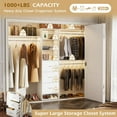 thumbnail image 3 of PAKASEPT 96 Inches Closet System, 8FT Wall Mount Bedroom Wardrobe with 3 Shelving Towers & 3 Drawers & 2 Adjustable Shelves, Wood Closet Organizer Walk in Closet Organizers and Storage, Garment Rack, 3 of 9