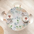 thumbnail image 4 of Ambesonne Floral Fitted Round Tablecloth, Soft Tones Flowers Leaves, 45"- 56" Diameter, Peach Lavender Blue and Green, 4 of 5