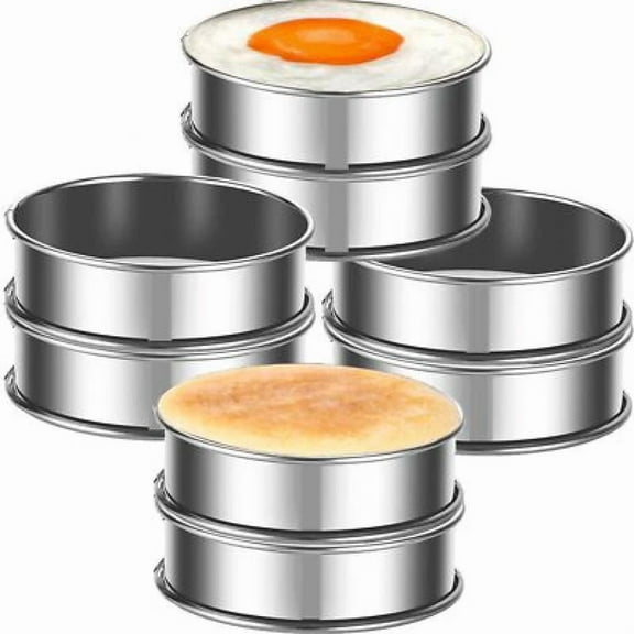 8Pack Crumpet Rings Nonstick English Muffin Rings 4 Inch - Stainless Steel