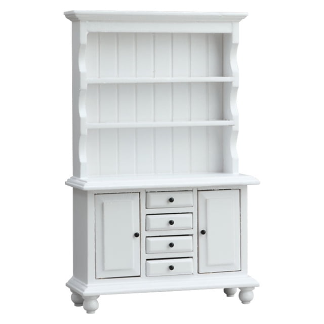 Armario de almacenamiento Dollhouse Miniature 1:12 blanco con 3 estantes