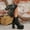 Nude, variant on Roncen Women's Belt Buckle Boots - Wide Width Chunky Heel Ankle Boots Autumn Winter Style Comfortable Height Increase High Heel Fashion Boots Short Shaft Nude Boots for Women