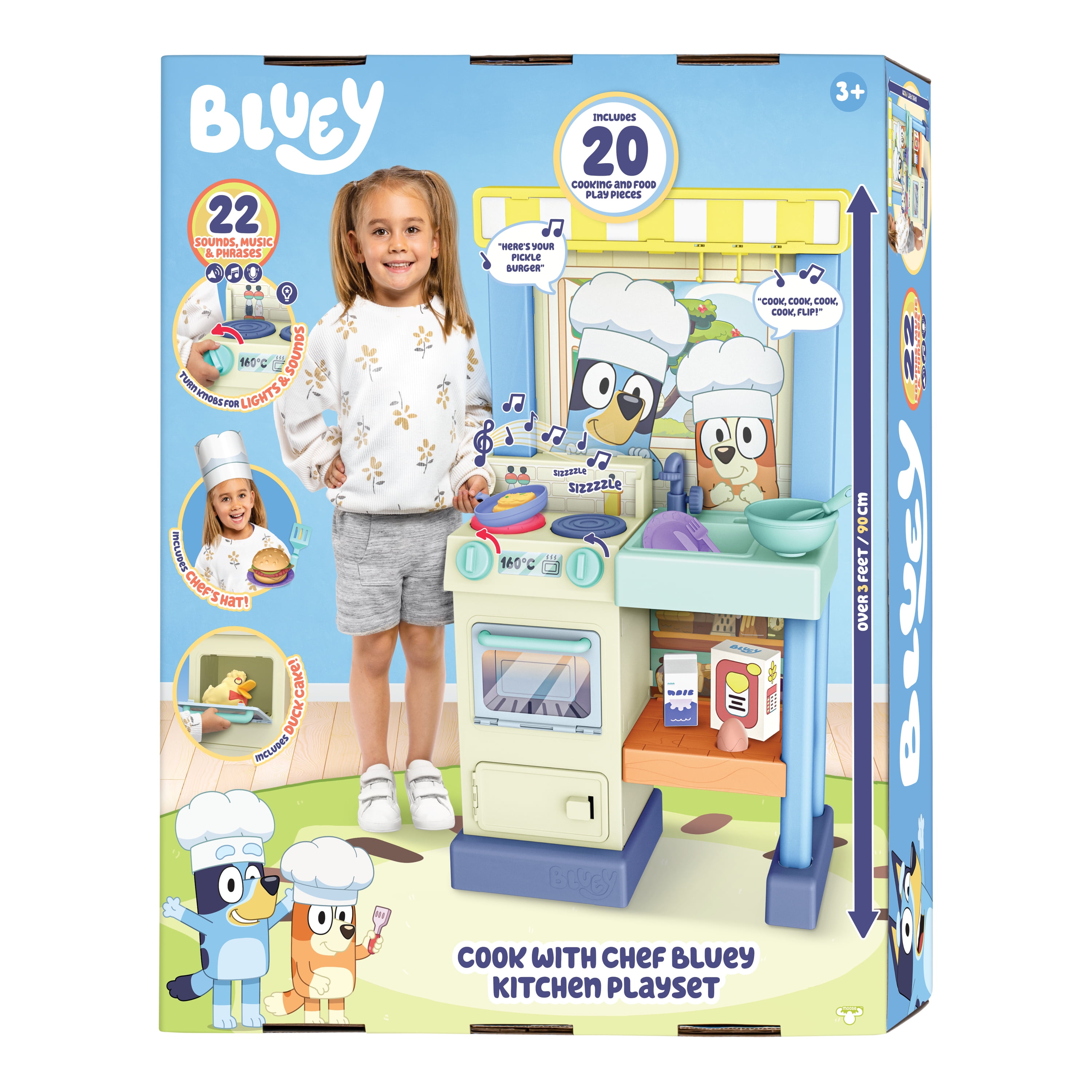 Cook With Chef Bluey Kitchen Playset, 20+ Sounds, Phrases, Music and Lights, Ages 3+, Toddler Toys