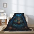 thumbnail image 2 of Throw Blanket for Couch Sofa and Bed, Abstract Blue Owl Super Soft Plush Throw Blanket, Fuzzy Cuteness Comfy Warm Washable Flannel Blanket & Throws for All Season 60"x50", 2 of 5