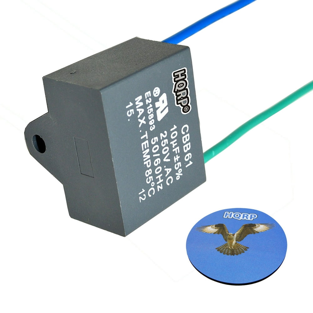 HQRP Capacitor for Harbor Breeze Ceiling Fan 10uf 2Wire CBB61 + HQRP