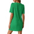 thumbnail image 6 of Admvng Dresses Women Eyelet Lace Round Neck Short Sleeve Casual Summer Mini Shift Dress, 6 of 6