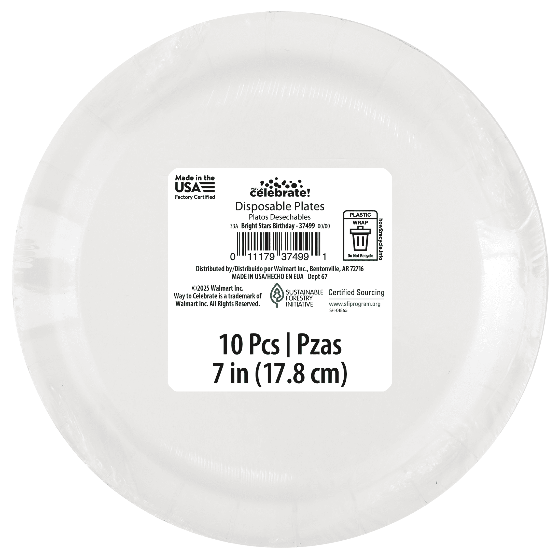 (12 pack) 10 Count 7IN Bright Stars Multicolor Disposable Dessert Plates by Way to Celebrate