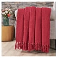 thumbnail image 4 of Throw Blanket for Couch Soft Knitted Textured Couch Cover Tweed Blanket with Fringe Tassel for Home Décor Bed Sofa Chair, 50" x 60", Christmas Red, 4 of 7