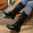 thumbnail image 5 of Suede Knee High Boots with Heel Platform for Women Lace Up Winter Fashion Booties Featuring Soft Cushion Comfortable Mid-Calf Design, 5 of 7