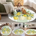 thumbnail image 6 of Summer Fruit Round Living Room Rugs 5 ft, Watercolor Lemon Flowers Green Eucalyptus Leaf Washable Area Rug with Non-Slip Sturdy Edge Binding Round Carpet for Entryway Kitchen Bedroom Bathroom, 6 of 9