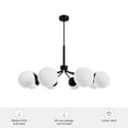 thumbnail image 7 of Hunter - Hepburn 8-light Matte Black, Extra Large Chandelier, Dimmable, Mid Century Modern Style, Sputnik Shaped, for Bedrooms, Dining, Living Rooms - 19870, 7 of 7