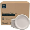thumbnail image 2 of Compostable Paper Plates 9 Inch Bulk Plates [1000 Case Pack] - Biodegradable Made from 100% Sugarcane - Heavy Duty Disposable - Eco Friendly - Bagasse Dinner Natural Recycled Plate, 2 of 5