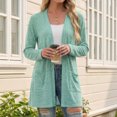 thumbnail image 3 of Women's Lightweight Cardigan Long Sleeve Sweater Open Front Casual Fall Cardigans with Pockets,Light Green XL, 3 of 7