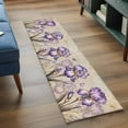thumbnail image 3 of Purple Iris 2'x6' Runner Rugs for Hallway Kitchen Bedside Non Slip, Spring Vintage Flowers Butterfly Leaves Khaki Entryway Rug Runners with Rubber Backing, Long Carpet Runner for Laundry Room, 3 of 8