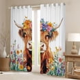 thumbnail image 2 of Erosebridal Cute Highland Cow Curtains Pack of 2 (42x84 Each),Cartoon Animal Colorful Flower Print Curtains Blackout For Boys Kids, 2 of 7