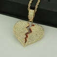 thumbnail image 2 of Men's Iced Out Full Diamond Broken Heart Pendant Necklace Chain Silver silver, 2 of 3