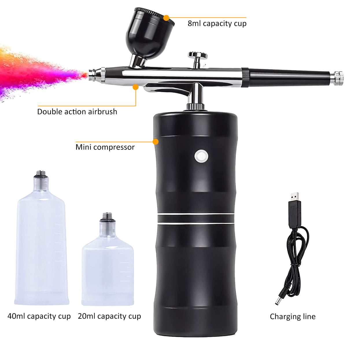 ZTOO Cordless Airbrush Kit with 0.35mm Nib For Barber Enhancement, Tattoo,  Nail, Art, Drawing, Cake Decoration, Model, Coloring 