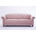 thumbnail image 4 of Roll-up arm double armrest backrest with buttons 81.9" pink velvet living room apartment studio sofa, 4 of 9