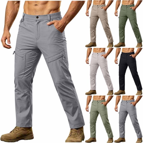 Tactical Cargo Pants For Men Multi-Pocket Ripstop Hiking Outdoors Work Pants Gray 3XL