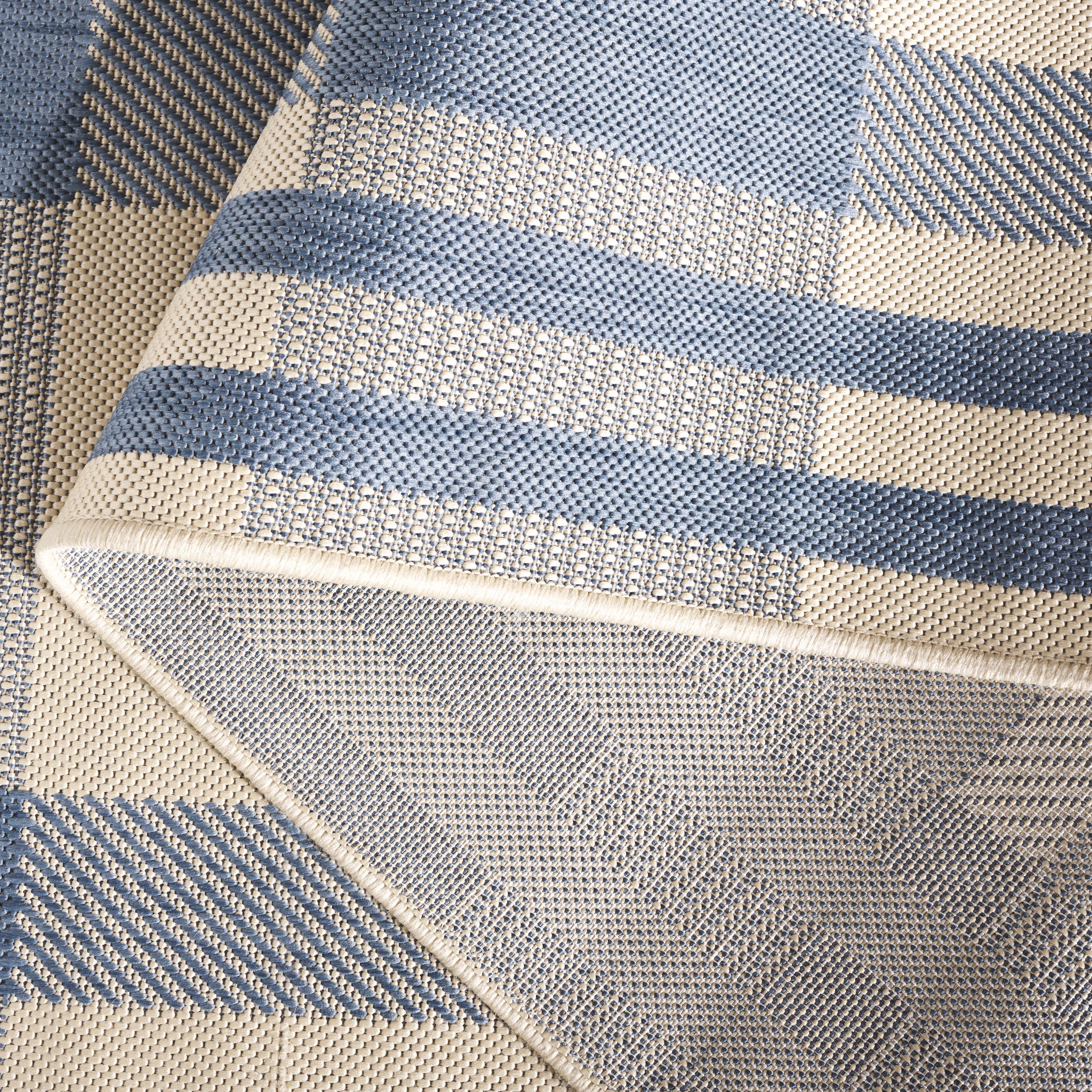 Safavieh Courtyard Benjamin Plaid Indoor/Outdoor Area Rug, Beige/Blue, 4' x 4' Square