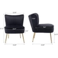 thumbnail image 3 of KCC Modern Velvet Upholstered Accent Chair Set of 2,Mid Century Living Room Chairs with Golden Legs,Comfy Armless Chair Wingback Single Sofa Side Chair for Bedroom,Black, 3 of 16