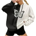 thumbnail image 3 of yoeyez Oversized Sweatshirt for Women Hoodies Long Sleeve Hooded Sweatshirts Cute Graphic Print Pullover Tops with Pocket Black,L, 3 of 5