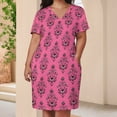 thumbnail image 4 of Haunted Mansion Plus Size Summer Dress Women Casual Printed V Neck Short Sleeve Hawaii Boho Beach T Shirt Dress, 4 of 8