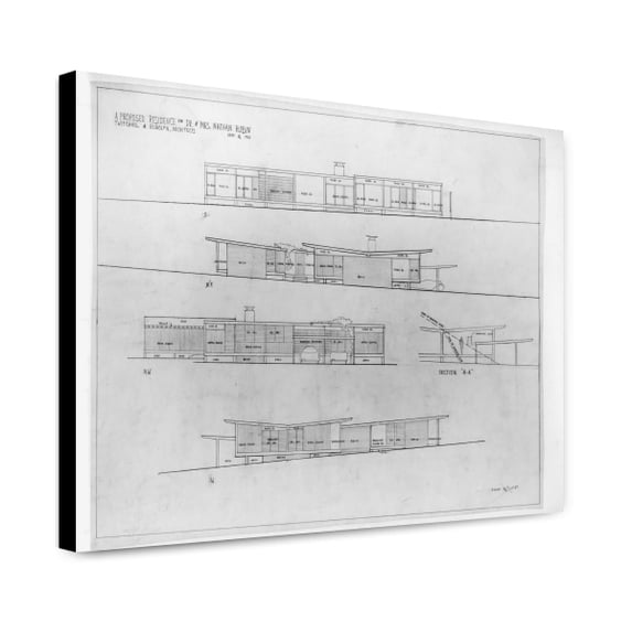Canvas Print: Rubin Residence, Pensacola, Florida. Elevations And Section, 1951