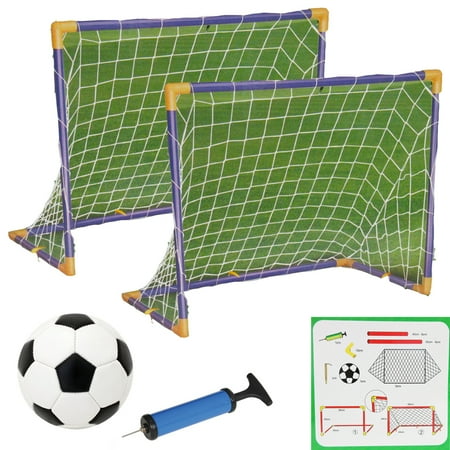 Soccer Ball Net - Soccer Hockey Goals w/ Nets Stakes Ball Pump Set Twin Goal Training Sports 32PCS