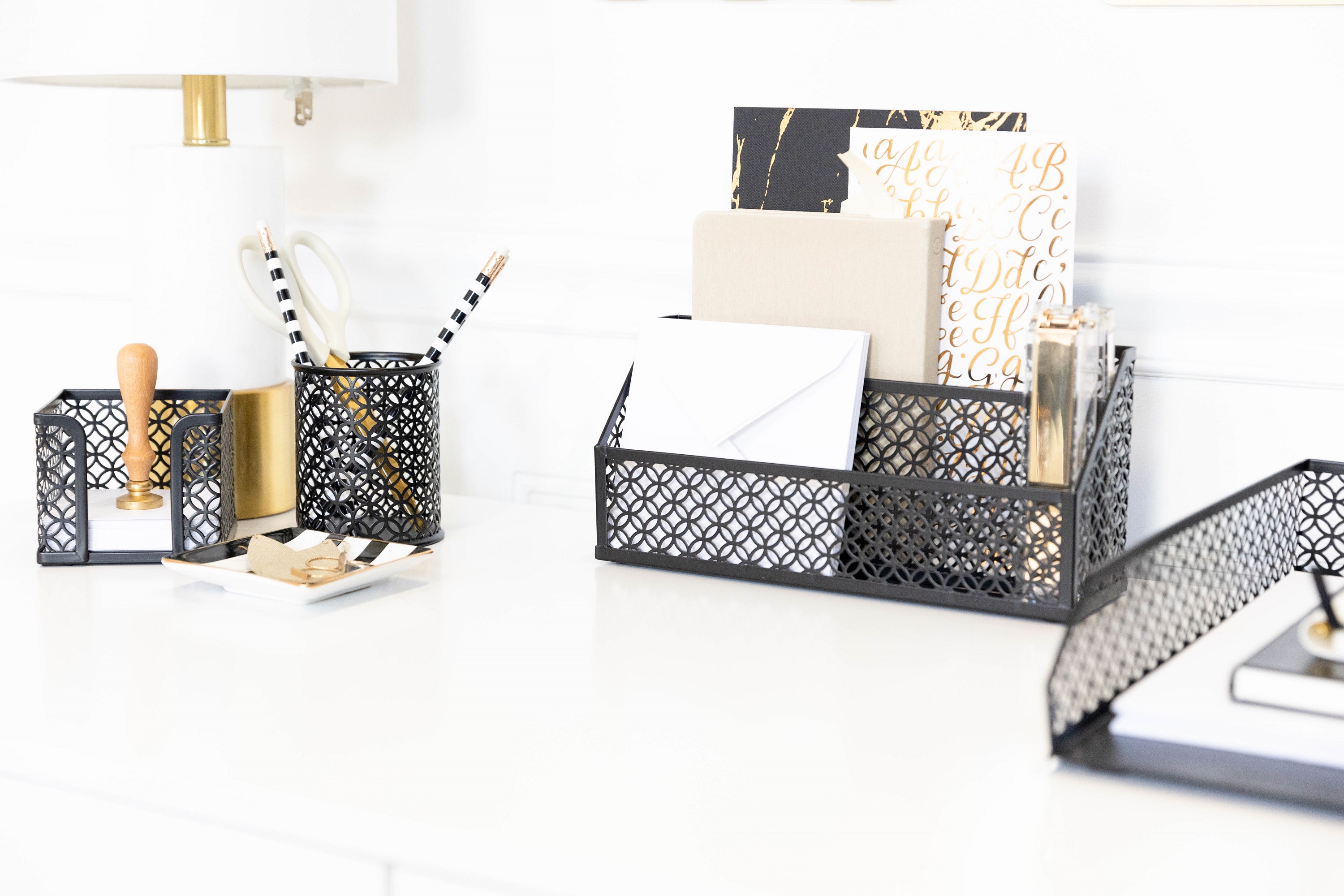 Blu Monaco Black 6 Piece Desk Accessories Set