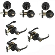 Dynasty Hardware CP-VAI-12P, Vail Front Door Entry Lever Lockset and Single Cylinder Deadbolt Combination Set, Aged Oil Rubbed Bronze (3 Pack) Keyed Alike