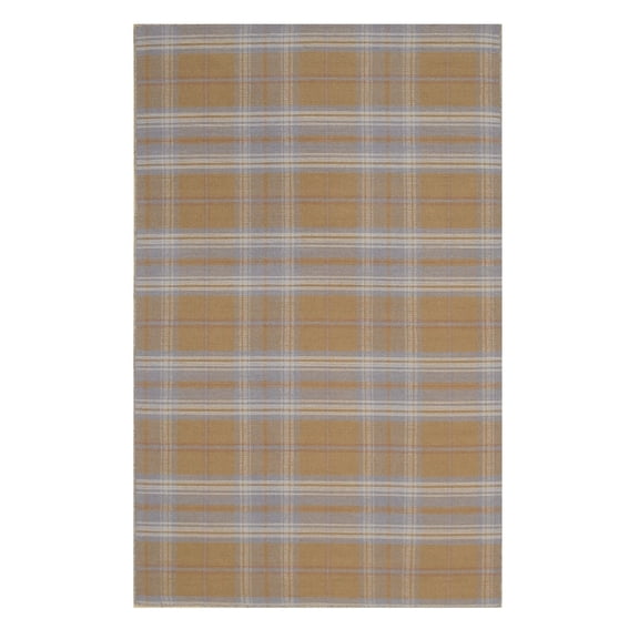 EORC Gold Hand-Knoted Wool Transitional Florida Rug, 9' x 12'-Color:Gold,Material:Wool