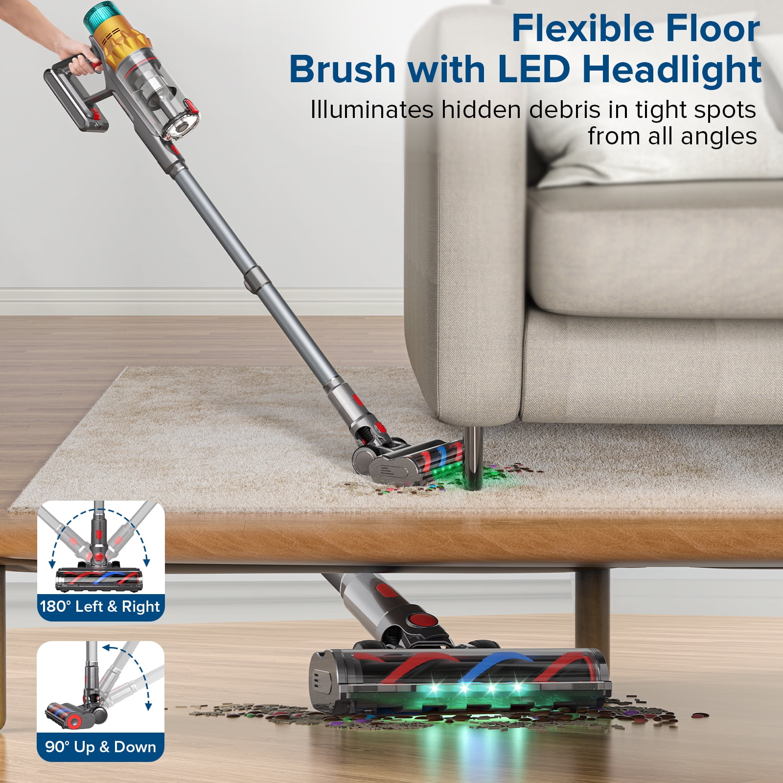 S8 Cordless Vacuum Cleaners for Home, 8-in-1/600W/48Kpa Powerful Suction, Up to 65 Minutes, Self-Standing Cordless Stick Vacuum Cleaner, Lightweight Anti-Tangle Rechargeable Vacuum