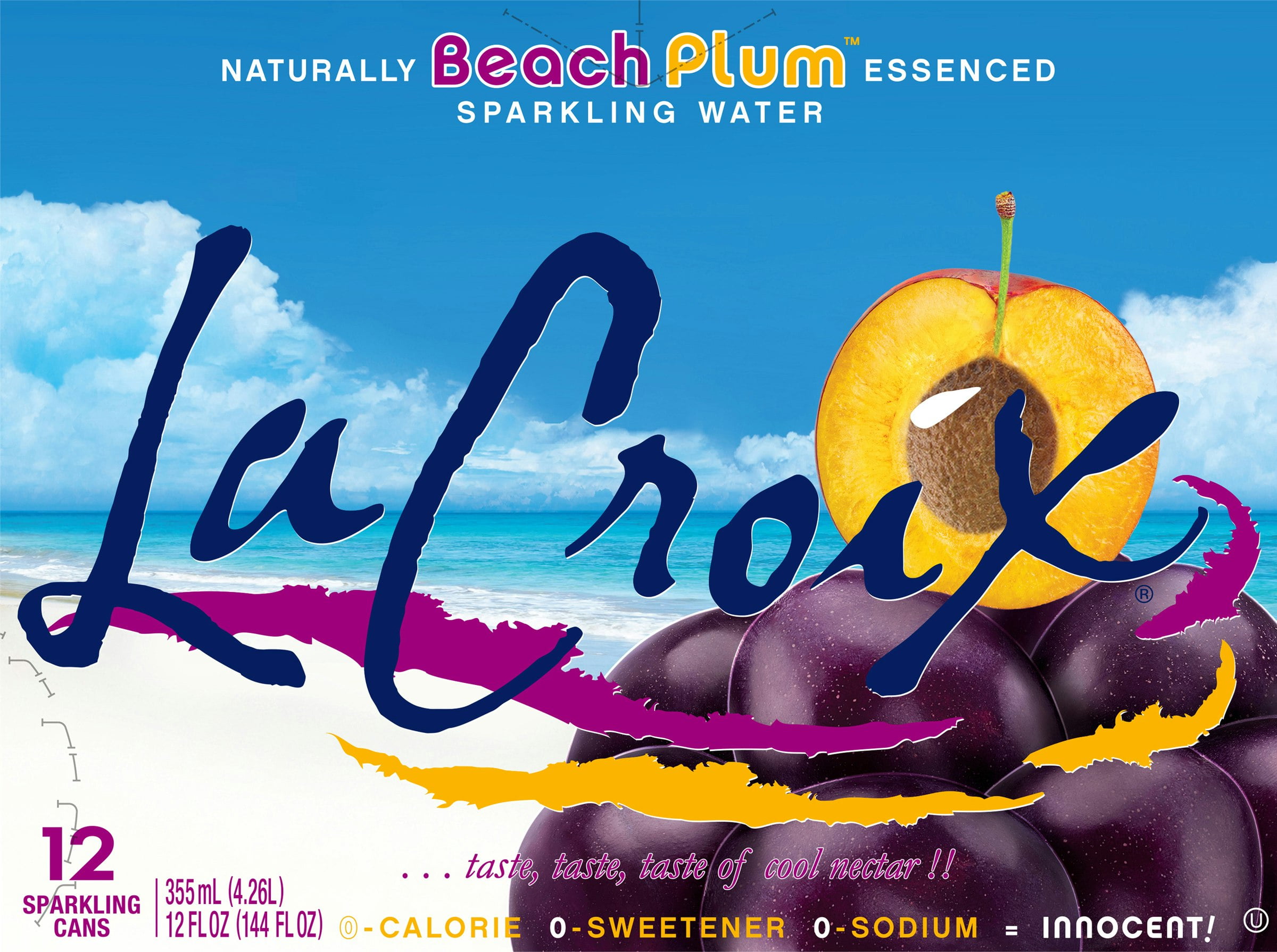 La Croix Sparkling Water Beach Plum 12-Pack 144 fl oz (Pack of 2)