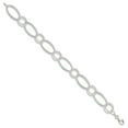 thumbnail image 2 of Auriga 925 Sterling Silver Textured Double Link Bracelet 7 inch for Women, 2 of 6