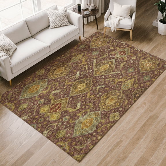 Addison Rugs Chantille Indoor/Outdoor Traditional Global Burgundy Machine Washable Rectangle Rug, 10' x 14'